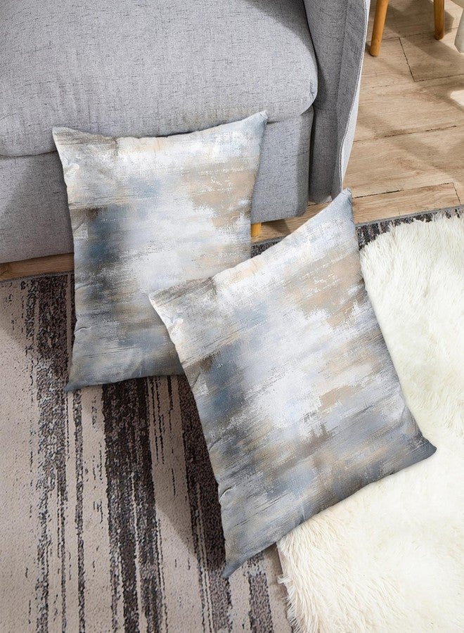 Britimes Throw Pillow Covers Modern Home Art Decor, 18 x 18 Inches Set of 2 Abstract Oil Painting Pillowcases for Bedroom, Living Room, Cushion Couch Sofa, Abstract Beige Grey Blue - Image 3
